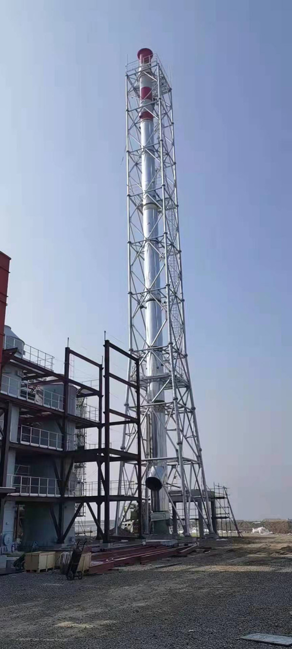 同舟危廢55米圓管塔，內1300mm玻璃鋼 耐溫145